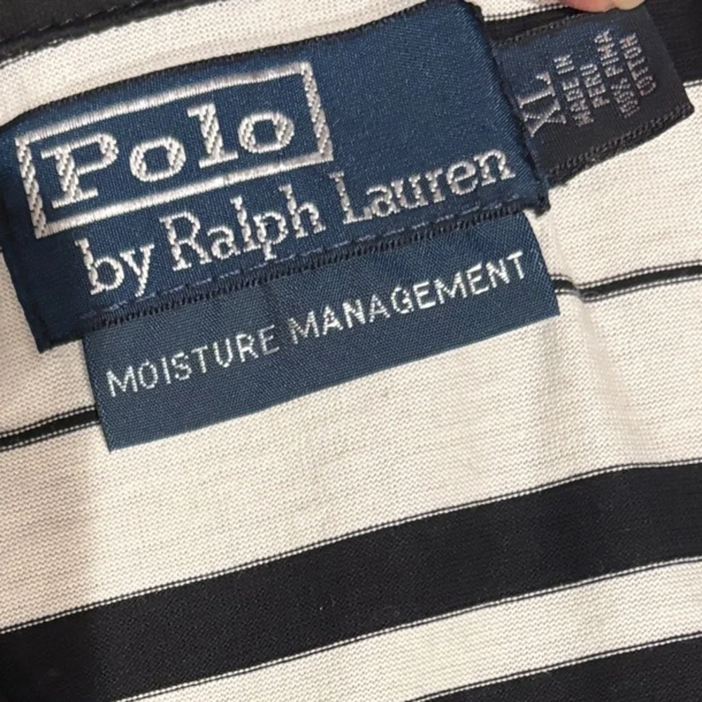 Polo Ralph Lauren Black and White Striped Polo with 1/4 Zip